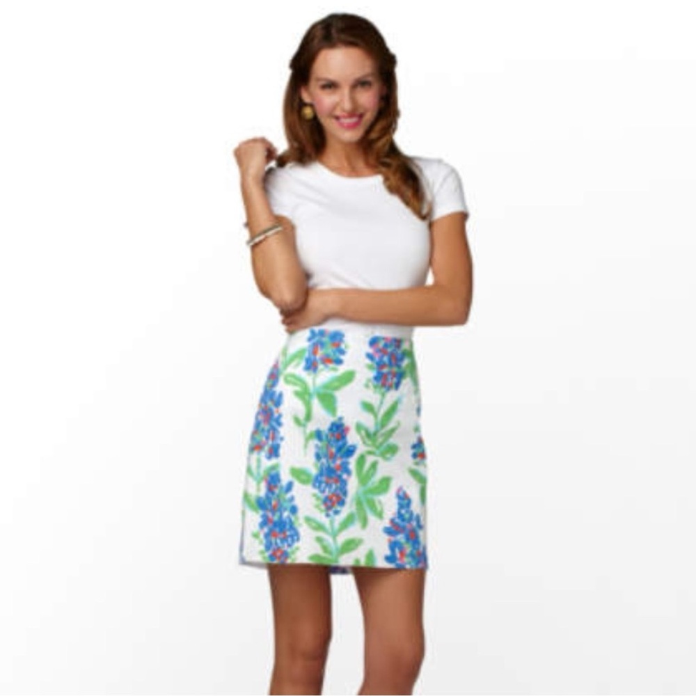 Lilly Pulitzer White Mini Skirt with Blue & Green Floral Print
